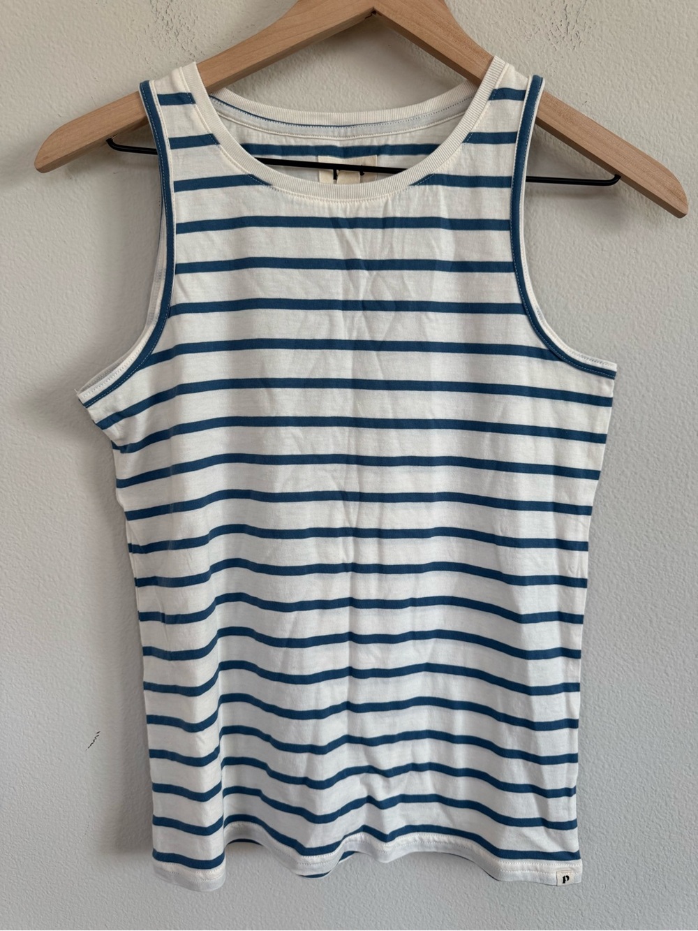Pact 100% Organic Cotton Blue Stripe Tank Top Coastal Breton Sustainable XS